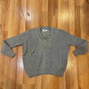 Grey lace-up sweater 
Size XS.